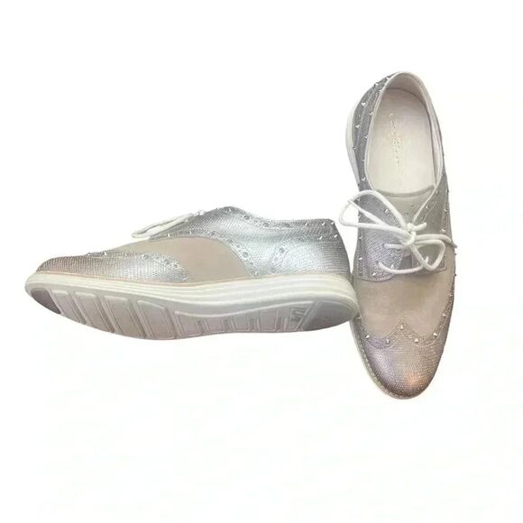 Cole Haan Rose Gold Wingtip Studded Oxford Size 8.5 - Picture 3 of 6